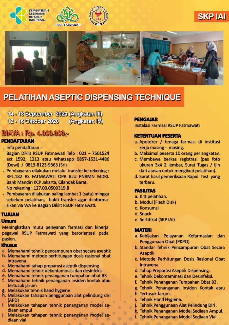 PELATIHAN ASEPTIC DISPENSING TECHNIQUE