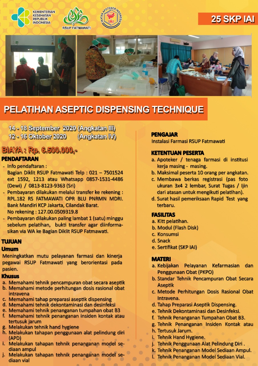 PELATIHAN ASEPTIC DISPENSING TECHNIQUE