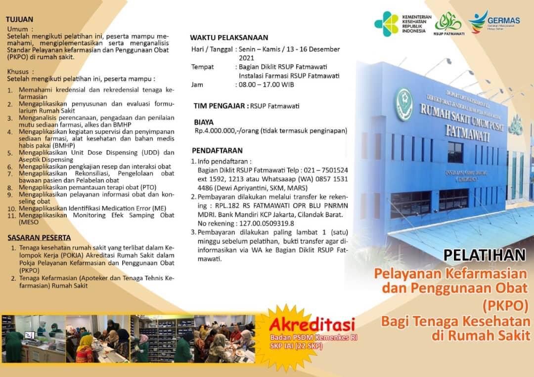PELATIHAN PELAYANAN KEPARMASIAN DAN PENGGUNAAN OBAT (PKPO)