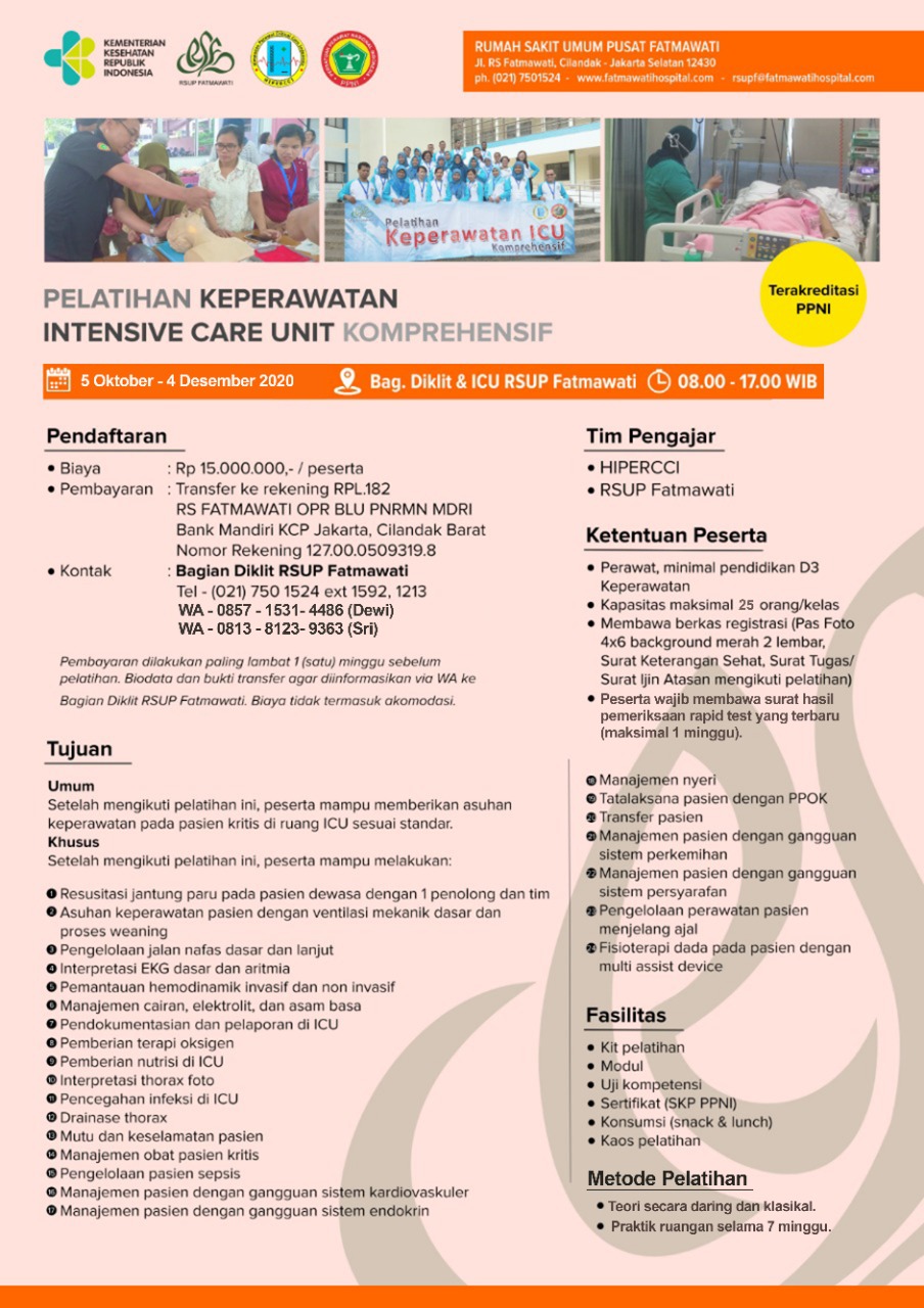 PELATIHAN KEPERAWATAN INTENSIVE CARE UNIT KOMPREHENSIF