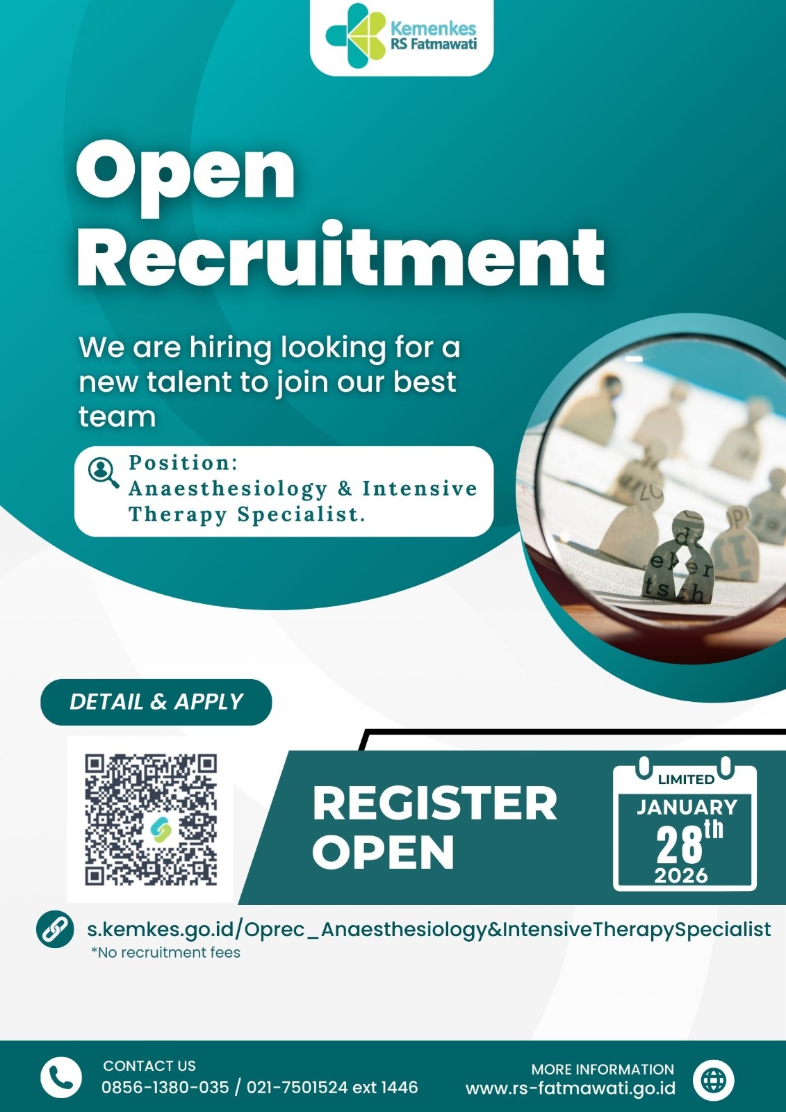 RSUP Fatmawati jakarta membuka Open Recruitment Anaesthesiology & Intensive Therapy Specialist